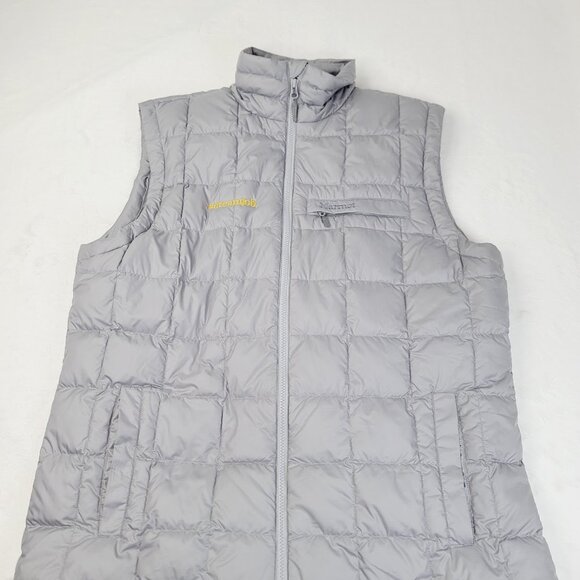 Marmot Men's Gray 700 Down Sleeveless Grid Winter Insulated Puffer Vest Size XL - Picture 2 of 7